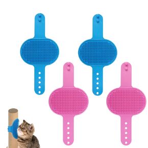 4pcs Cat Self Grooming Brush ، TPR Cat Face Scratcher Aptlable Pet Hair Combs Artifact لتسلق إطارات وأرجل الطاولة ، القطط القصيرة/الطويلة للقطط والقطط التفاعلية (الوردي ، الأزرق)