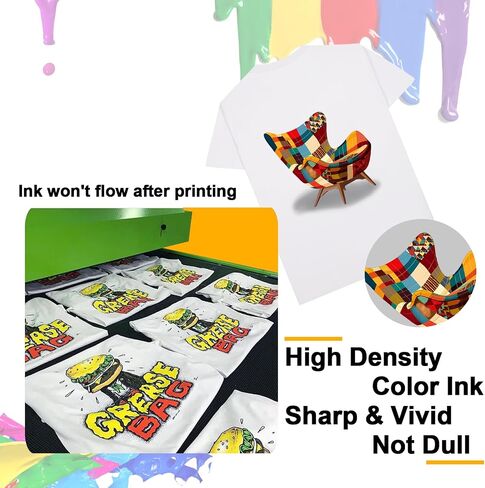 MEZOO DTF Ink 1000ml Premium DTF Transfer Ink for PET Film Compatible for Direct to Film Printers with Printhead ET-8550 L1800 L805 XP15000 R1390 4720 I3200 XP600 DX7 DX5 5113 Printer(6 Pack,2W+BCMY) in Kuwait