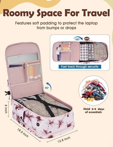 Laptop Backpack for Women, Pink Business Travel Laptops Backpack with USB Charging Hole for 17.3inch Laptop Work Bag, Sturdy Daypack Computer Backpacks Gift for Teacher Doctor Nurse College in Saudi Arabia