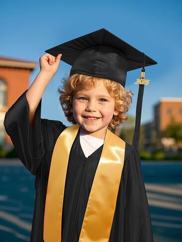 SOMSOC 4 PACES TRIKERGARTN GRADUTION CAD CAP CAP للأطفال الذين سرقوا ثوبًا في الحضانة في مرحلة ما قبل المدرسة مع 2025 TASSEL in Saudi Arabia