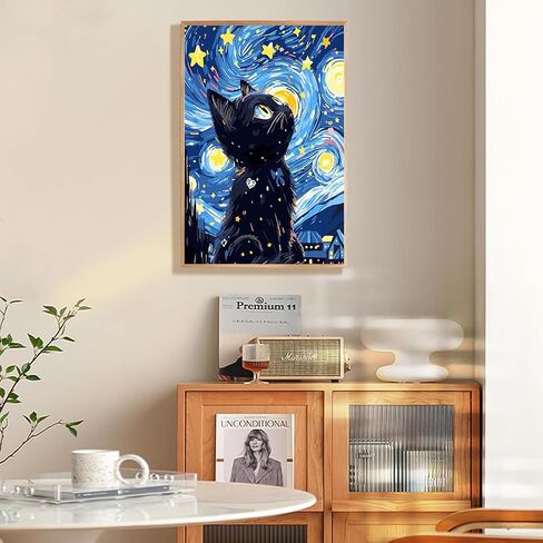 RYMILIE Paint by Numbers Kit for Adults Beginner & Kids Ages 8-12 with Wooden Frame Easy Acrylic on Canvas 9.45x11.8 inch with Paints and Brushes, Paint by Numbers cat for Gift Home Wall Decor in Kuwait
