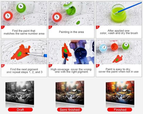 طلاء Tumovo DIY حسب عدد البالغين ، الطلاء الياباني بالأرقام ، الطلاء الطبيعي في اليابان الطلاء الكبار من أرقام أرقام على القماش ، طلاء جبلي 16 × 20 بوصة بأرقام للبالغين المبتدئين in Kuwait