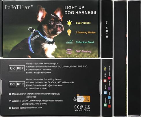 Pceotllar LED Dog Harness - Rechargeable, Flashing Light, No Pull, Reflective - Small/Medium, Pink in Kuwait