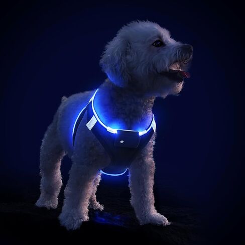 Pceotllar LED Dog Harness - Rechargeable, Flashing Light, No Pull, Reflective - Small/Medium, Pink in Kuwait