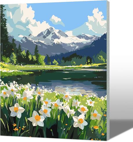 MAXBYE Landscape Paint by Numbers Adult Kits with Frame, DIY Acrylic Paint by Number Kit Crafts for Adults, Nature Daisy Framed Painting Kit Arts and Crafts for Home Wall Decor 12x16inch in Saudi Arabia