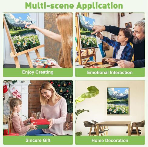 MAXBYE Landscape Paint by Numbers Adult Kits with Frame, DIY Acrylic Paint by Number Kit Crafts for Adults, Nature Daisy Framed Painting Kit Arts and Crafts for Home Wall Decor 12x16inch in Saudi Arabia