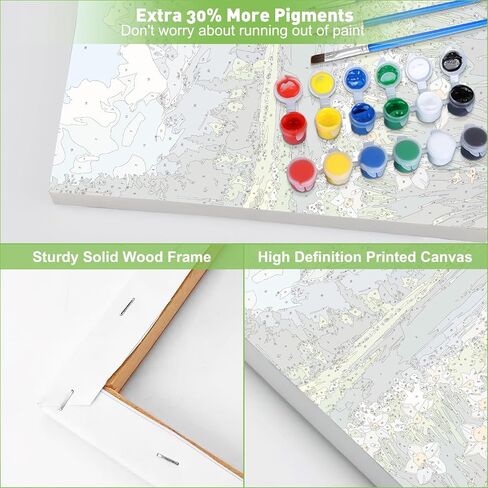 MAXBYE Landscape Paint by Numbers Adult Kits with Frame, DIY Acrylic Paint by Number Kit Crafts for Adults, Nature Daisy Framed Painting Kit Arts and Crafts for Home Wall Decor 12x16inch in Saudi Arabia