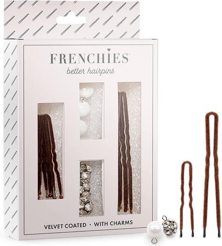 Frenchies French Twist Hair Pin, Velvet Coated Extra Soft French Hair Pins for Women, Wedding, Updo Extensions, or Wig, 6 Pearls + 6 Crystals, 20 Count (10 Lrg, 10 Sm), Blond in Kuwait