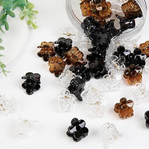 48Pcs Small Flower Hair Clips for Women Girls, Strong Grip Mini Flower Claw Clips for Thin Thick Hair Cute Jaw Clips Hair Pins Hair Barrettes for Styling Toddler Hair Accessories in Kuwait