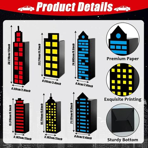 12Pcs Skyscraper City Party Favor Boxes for Super Themed Hero Party Decorations City Skyline Buildings Treat Boxes Super Themed Hero Party Candy Goodies Boxes for Boys Girls Birthday Party Supplies in Saudi Arabia