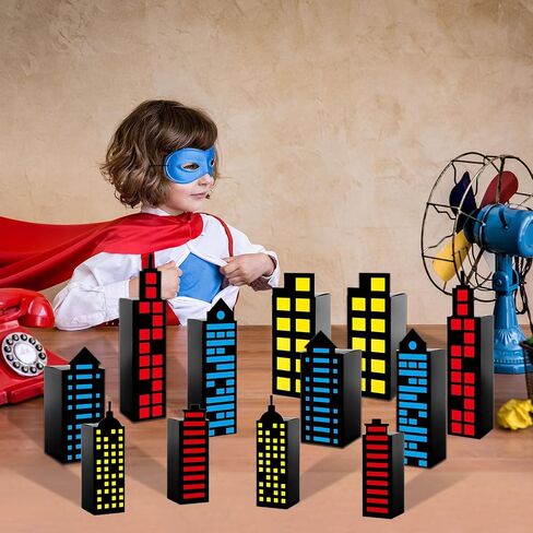 12Pcs Skyscraper City Party Favor Boxes for Super Themed Hero Party Decorations City Skyline Buildings Treat Boxes Super Themed Hero Party Candy Goodies Boxes for Boys Girls Birthday Party Supplies in Saudi Arabia