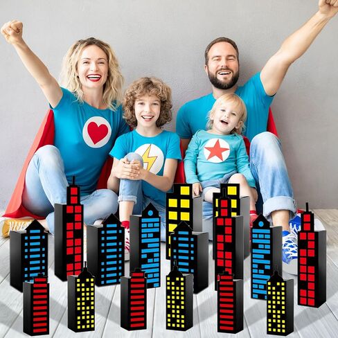 12Pcs Skyscraper City Party Favor Boxes for Super Themed Hero Party Decorations City Skyline Buildings Treat Boxes Super Themed Hero Party Candy Goodies Boxes for Boys Girls Birthday Party Supplies in Saudi Arabia