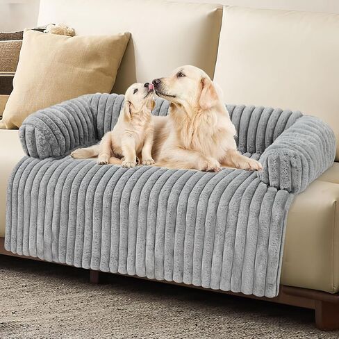 Luxurious Dog Couch Bed, Washable Calming Dog Couch Cover, Removable Couch Protector for Dogs, Waterproof Sofa Bed, Pet Bed Mats for Couch, Pet Couch Covers for Sofa(Grey, L) in Saudi Arabia