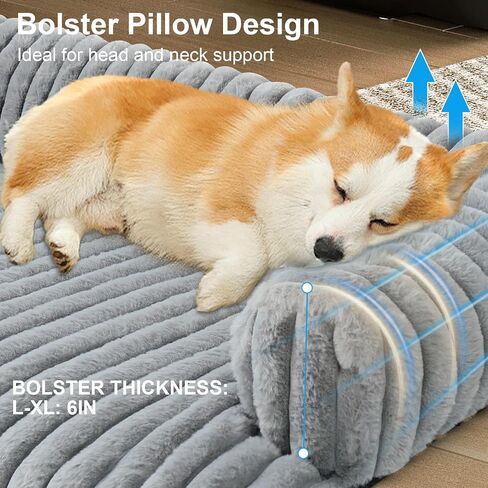 Luxurious Dog Couch Bed, Washable Calming Dog Couch Cover, Removable Couch Protector for Dogs, Waterproof Sofa Bed, Pet Bed Mats for Couch, Pet Couch Covers for Sofa(Grey, L) in Saudi Arabia