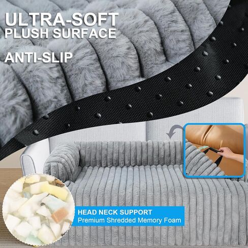 Luxurious Dog Couch Bed, Washable Calming Dog Couch Cover, Removable Couch Protector for Dogs, Waterproof Sofa Bed, Pet Bed Mats for Couch, Pet Couch Covers for Sofa(Grey, L) in Saudi Arabia