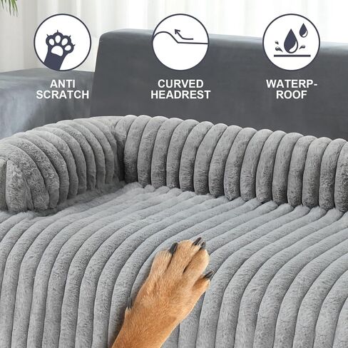 Luxurious Dog Couch Bed, Washable Calming Dog Couch Cover, Removable Couch Protector for Dogs, Waterproof Sofa Bed, Pet Bed Mats for Couch, Pet Couch Covers for Sofa(Grey, L) in Saudi Arabia