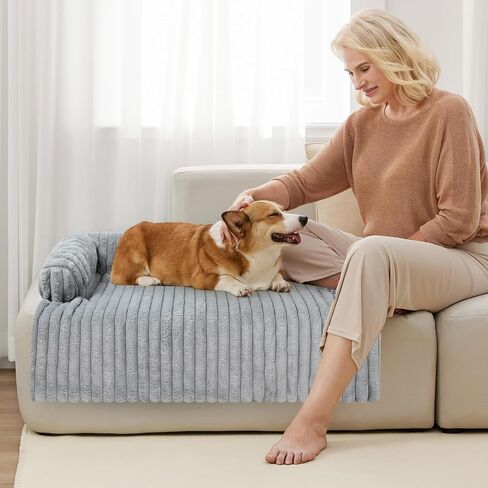 Luxurious Dog Couch Bed, Washable Calming Dog Couch Cover, Removable Couch Protector for Dogs, Waterproof Sofa Bed, Pet Bed Mats for Couch, Pet Couch Covers for Sofa(Grey, L) in Saudi Arabia