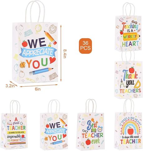 Colodeol 36 Pcs Teacher Appreciation Gift Bags,Thank You teacher Tote Bag Teachers Treat Candy bags For Office Party Decorations Supplies in Saudi Arabia