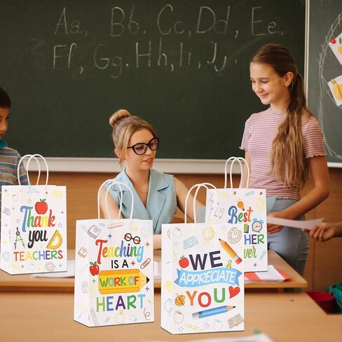 Colodeol 36 Pcs Teacher Appreciation Gift Bags,Thank You teacher Tote Bag Teachers Treat Candy bags For Office Party Decorations Supplies in Saudi Arabia