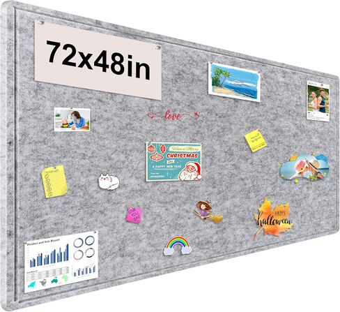 Large Bulletin Board, Foldable 72x48 Inches Cork Board Alternative, Large Felt Board Decorative Pin Board for Wall, Foldable Photo Board Self-Adhesive Vision Board with 36 Pushpins White in Kuwait