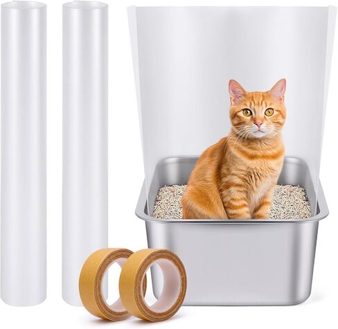 Cat Box Box Pee Pee Shields ، قطعة واحدة سلسة ، 70.8 '' × 15.8 '' لوحة كبيرة ، شفافة وسهلة التنظيف ، شريط فائق 16.4 قدم (1pc) in Kuwait