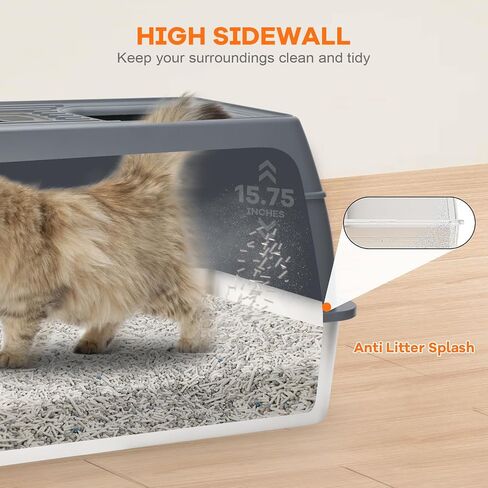 Stainless Steel Cat Litter Box with Lids, Enclosed Covered Litter Box for Big Cat, High Sided Extra Large Anti-Leakage Dual Entrance-XLDarkGrey in Saudi Arabia