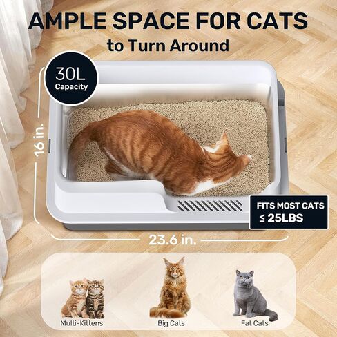 FUKUMARU Stainless Steel Litter Box with Lid, Extra Large Metal Cat Litter Box with Two Bags Litter, High Side Enclosed Litter Tray for Big Cats, Non-Sticky, Easy Cleaning, XL, Includes Litter&Scoop in Kuwait