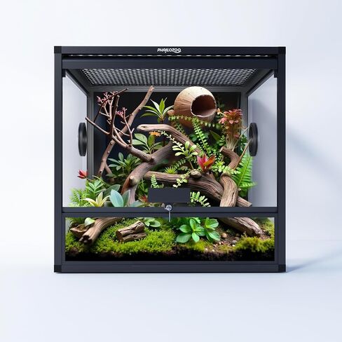 24 Gallon Reptile Tank with Up Flip Glass Door, Lockable Lizard Tank with Top Screen Ventilation, 18"x18"x18" Reptile Enclosure for Easy Maintenance in Saudi Arabia