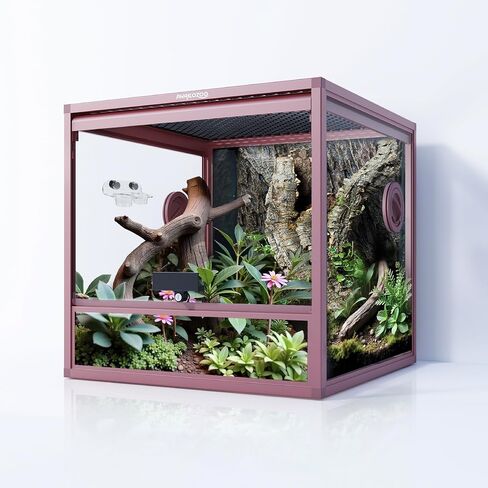 24 Gallon Reptile Tank with Up Flip Glass Door, Lockable Lizard Tank with Top Screen Ventilation, 18"x18"x18" Reptile Enclosure for Easy Maintenance in Saudi Arabia