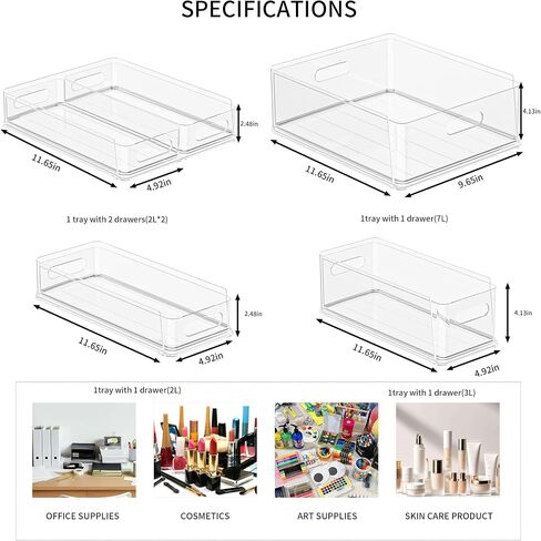 MineSign 4Pack Office Organization and Storage Drawer Clear Desk Accessories Stackable Letter Tray Acrylic Paper File Organizer for Office Supplies in Saudi Arabia