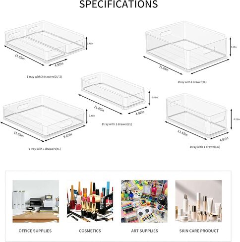 MineSign 4Pack Office Organization and Storage Drawer Clear Desk Accessories Stackable Letter Tray Acrylic Paper File Organizer for Office Supplies in Kuwait