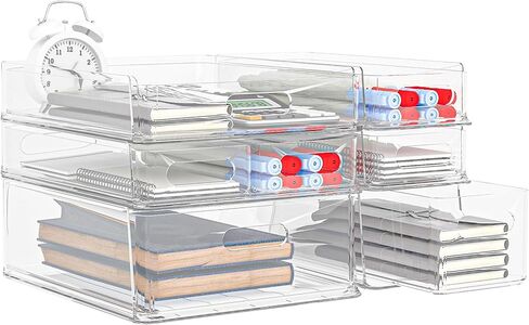 MineSign 4Pack Office Organization and Storage Drawer Clear Desk Accessories Stackable Letter Tray Acrylic Paper File Organizer for Office Supplies in Kuwait