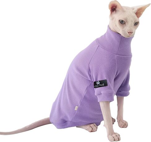Sphynx Cats Solid Warm Fleece Shirt, Hairless cat Clothes, Turtleneck Sweater for Sphynx, Warm Wool Clothes for Autumn and Winter, Hairless Cats and Small Dogs Apparel with Sleeves (Pink,Small) in Saudi Arabia