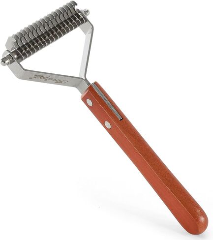 Dog Undercoat Rake Cat Grooming Rake with Wooden Handle Dematting Undercoat Brush for Medium Hair Coat Rake for Dogs Knot Removal and Shedding Control L in Saudi Arabia