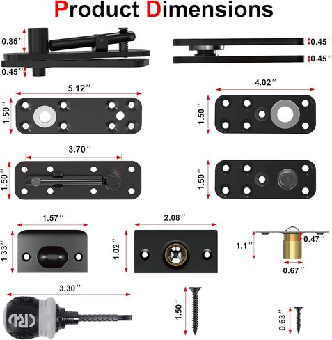 Hidden Door Hinge, Silent Operation 573 LB/ 260KG Hidden Hinges, Heavy Duty Conceal Hinges, 360° Rotation Pivot Hinge for Secret Door or Hidden Door Bookcase (Patent Pending) in Saudi Arabia