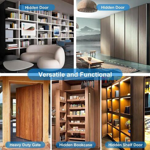 Hidden Door Hinge, Silent Operation 573 LB/ 260KG Hidden Hinges, Heavy Duty Conceal Hinges, 360° Rotation Pivot Hinge for Secret Door or Hidden Door Bookcase (Patent Pending) in Saudi Arabia