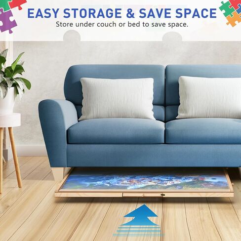 1000 قطعة ألغاز لوحة مع 4 أدراج وغطاء ، 22 "× 30" طاولة ألغاز خشبية للبالغين ، منظم الألغاز المحمولة ونظام التخزين ، هدية عيد ميلاد أمي (صغيرة) in Kuwait