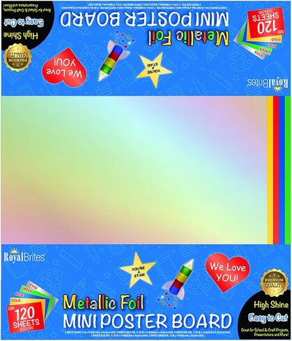 Mini Metallic Poster Board Card Stock Paper 12"x14", Lightweight, Ideal for Arts & Crafts, Projects and Signs, Premium Look, 5 Metallic Colors, Pack of 10 in Kuwait