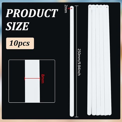 Benecreat 10pcs 7.87 × 0.31 بوصة أبيض معدني ، شرائط مشد أبيض حزام الحزام in Kuwait