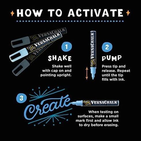 VersaChalk White Liquid Chalk Markers for Blackboards (Pack of 10, 3mm, Fine Tip) - Erasable Washable Chalk Pens for Chalkboard Signs, Windows an Non-Porous surfaces in Saudi Arabia