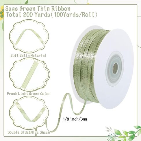 200 Yards 1/8 Inch Double Faced Blue Ribbon, Thin Light Blue Ribbon for Baby Shower Weeding Gift Wrapping Graduate Mother's Day Decorations in Saudi Arabia
