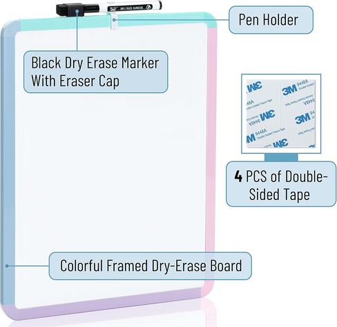 Mr. Pen- Dry Erase Board, 14" x 11" with a Black Dry Erase Marker, Colorful Frame, Small White Board, White Board for Kids, White Board for Students, Small Dry Erase Board, Mini White Board in Saudi Arabia