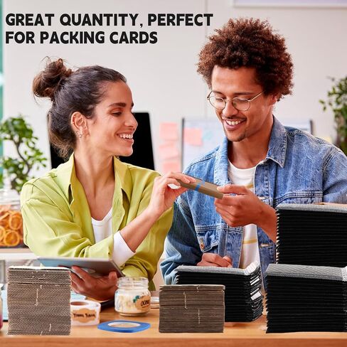 Tatuo 301 Pcs Trading Card Shipping Protector Set Include 200 Corrugated Cardboard Sheets Inserts 100 Poly Bubble Mailers Padded Envelopes and Masking Tape(Black) in Saudi Arabia