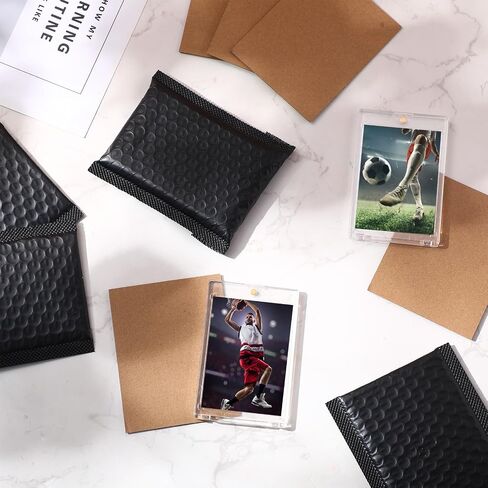 Tatuo 301 Pcs Trading Card Shipping Protector Set Include 200 Corrugated Cardboard Sheets Inserts 100 Poly Bubble Mailers Padded Envelopes and Masking Tape(Black) in Saudi Arabia