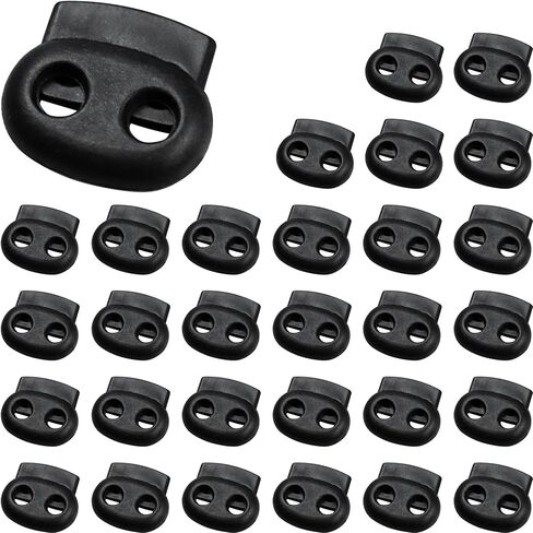 pson 100PCS Plastic Spring Cord Lock Toggle Stopper, Black Single Hole Fastener Slider Buttons, Clip End Stopper for Drawstrings, Shoelaces and Bags in Kuwait
