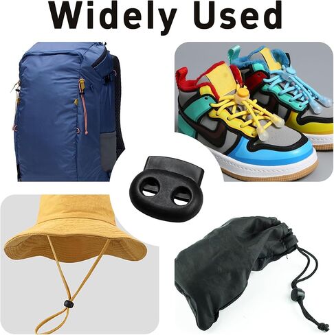 pson 100PCS Plastic Spring Cord Lock Toggle Stopper, Black Single Hole Fastener Slider Buttons, Clip End Stopper for Drawstrings, Shoelaces and Bags in Kuwait