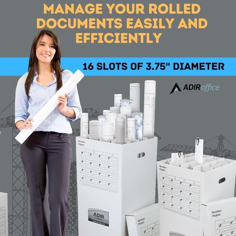 ADIR Cardboard Roll File Storage Organizer - Sorter Vertical File Sarter - Blueprint ، Poster ، Plans ، Wrap Home ، and Map Holder Station -16 Slots (for Rolls to 25 Inter in Kuwait