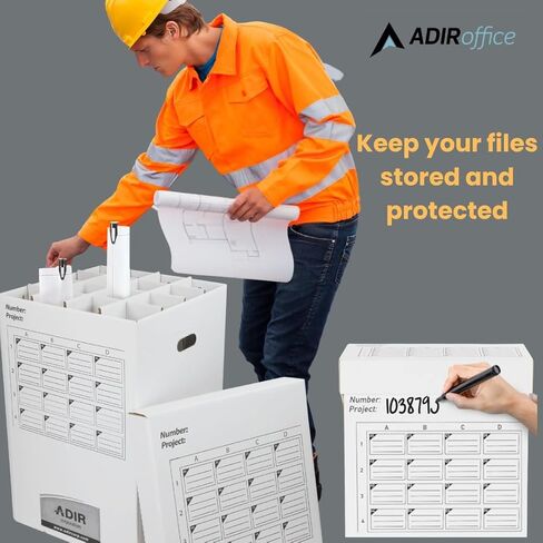 ADIR Cardboard Roll File Storage Organizer - Sorter Vertical File Sarter - Blueprint ، Poster ، Plans ، Wrap Home ، and Map Holder Station -16 Slots (for Rolls to 25 Inter in Kuwait