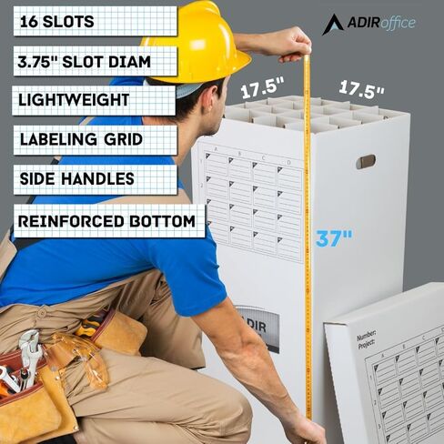 ADIR Cardboard Roll File Storage Organizer - Sorter Vertical File Sarter - Blueprint ، Poster ، Plans ، Wrap Home ، and Map Holder Station -16 Slots (for Rolls to 25 Inter in Kuwait