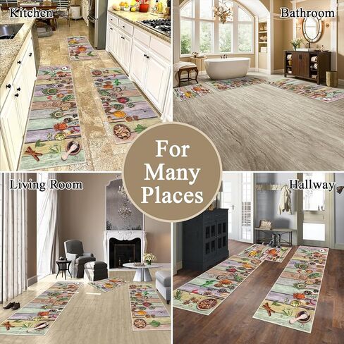 مجموعات سجاد مطبخ Vaukki Boho من 3 قطع، سجادات مطبخ قابلة للغسل للأرضية، سجادة أرضية ناعمة غير قابلة للانزلاق للمطبخ وغرفة الغسيل والممر (أزرق مخضر، 20 بوصة × 32 بوصة + 20 بوصة × 47 بوصة + 20 بوصة × 59 بوصة '') in Kuwait